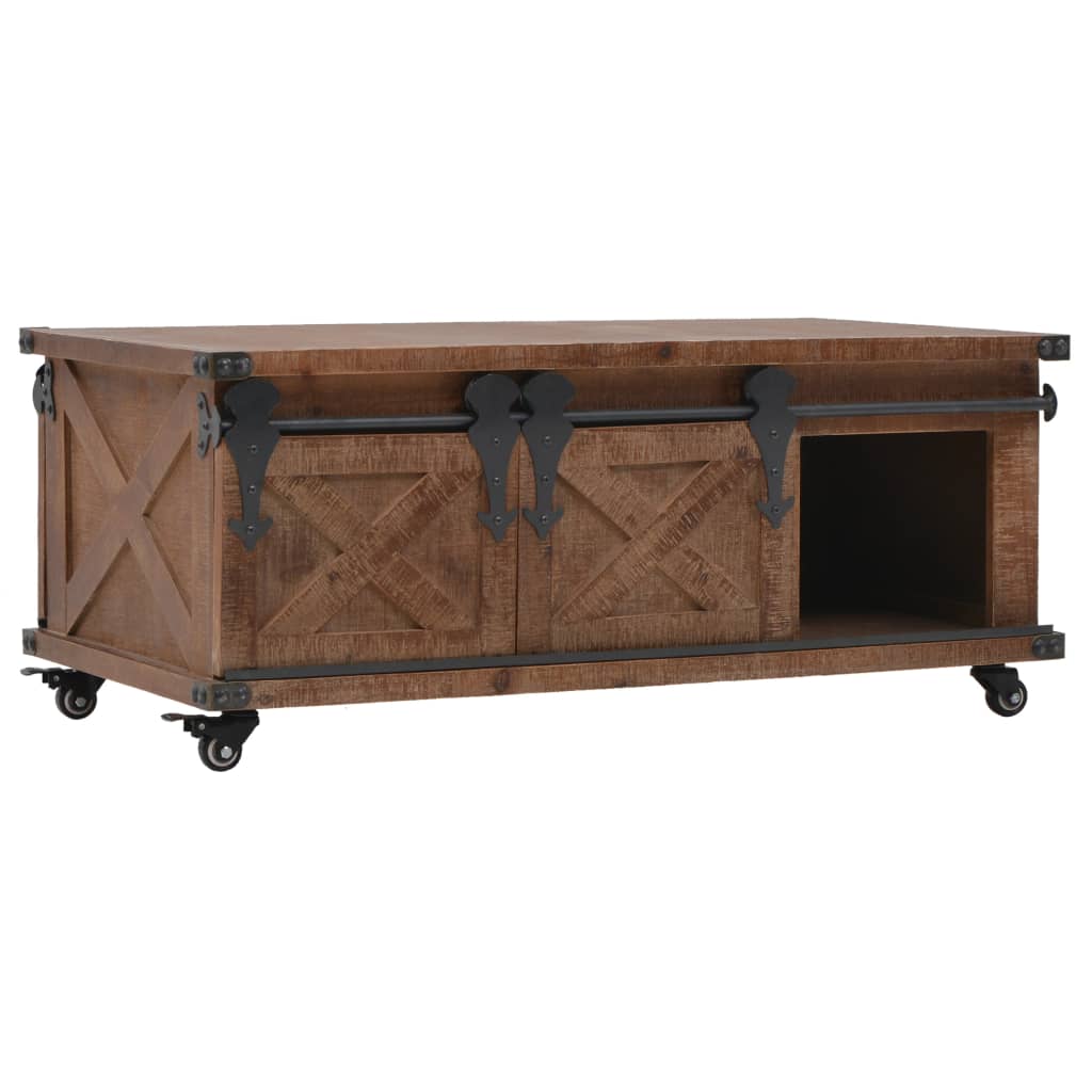 vidaXL Table basse en bois de sapin massif 91x51x38 cm Marron