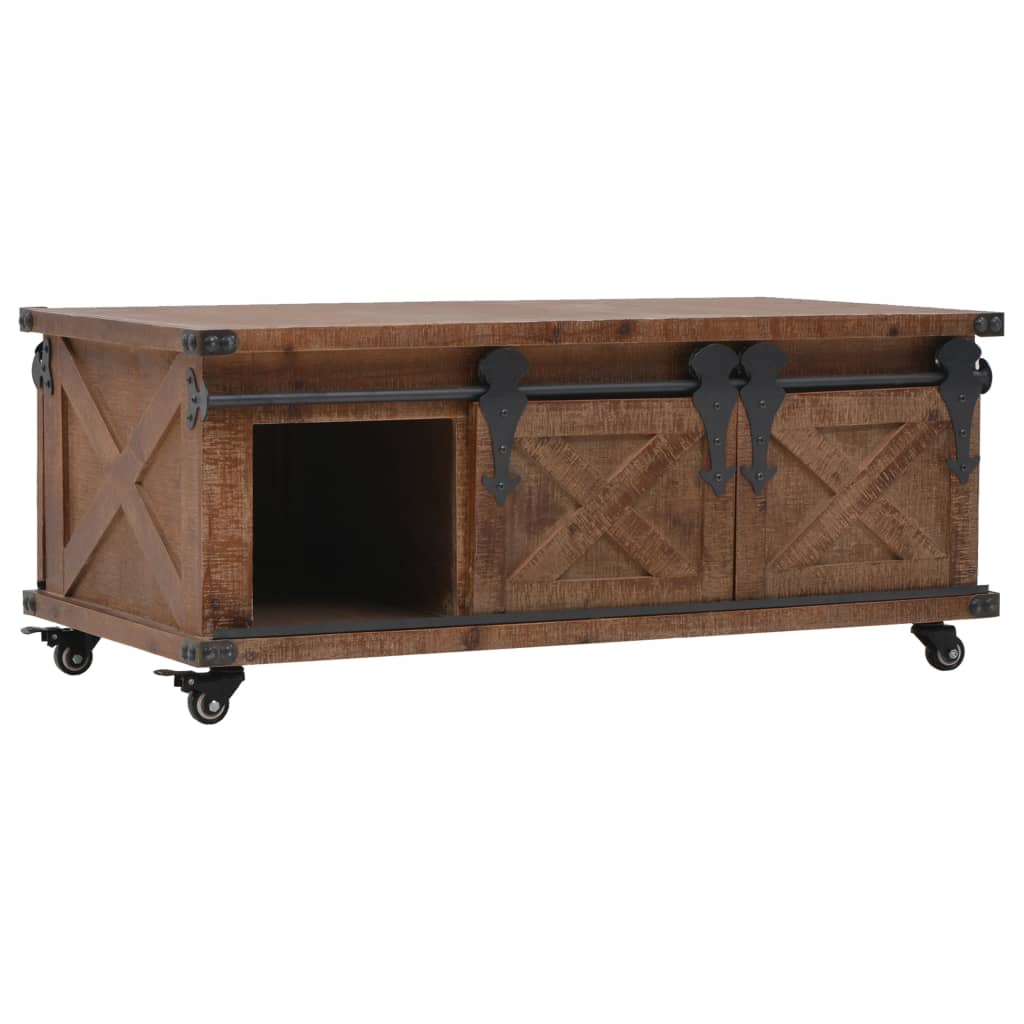 vidaXL Table basse en bois de sapin massif 91x51x38 cm Marron