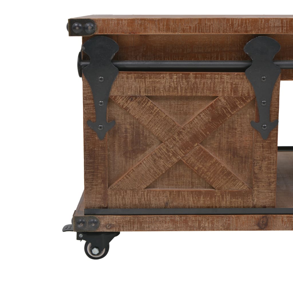 vidaXL Table basse en bois de sapin massif 91x51x38 cm Marron