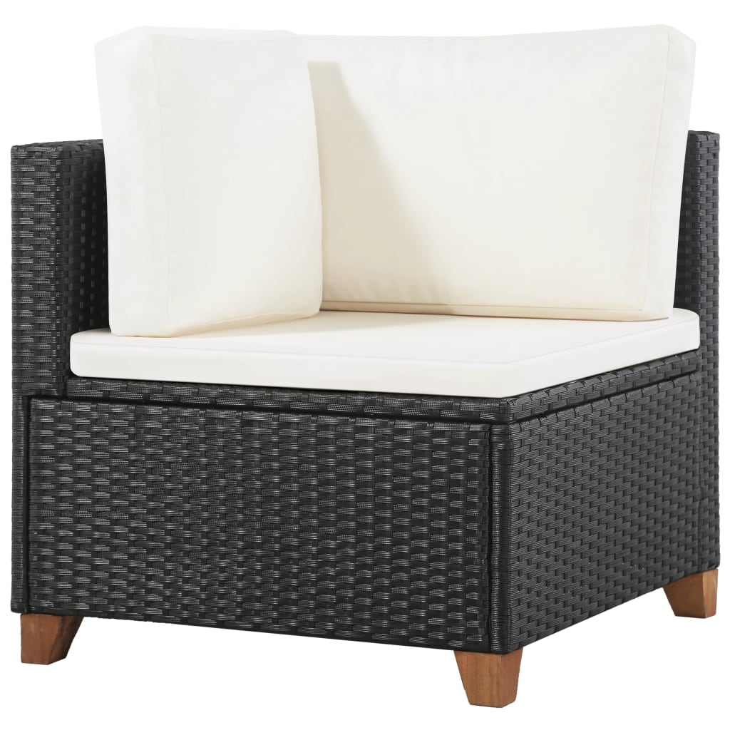 vidaXL Salon de jardin 4 pcs avec coussins résine tressée noir
