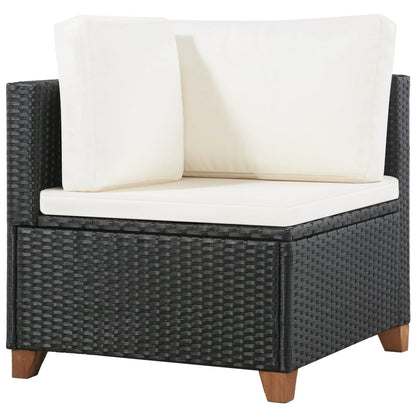 vidaXL Salon de jardin 4 pcs avec coussins résine tressée noir