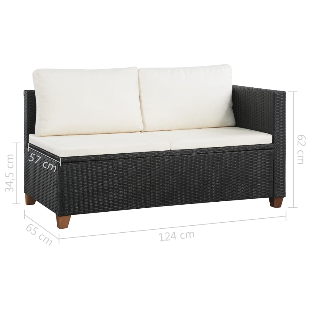 vidaXL Salon de jardin 4 pcs avec coussins résine tressée noir