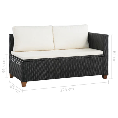 vidaXL Salon de jardin 4 pcs avec coussins résine tressée noir