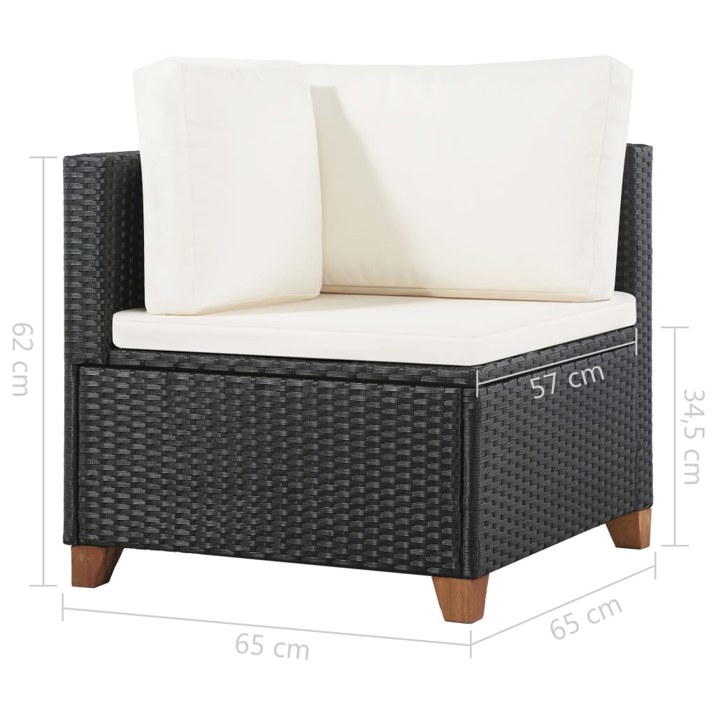 vidaXL Salon de jardin 4 pcs avec coussins résine tressée noir