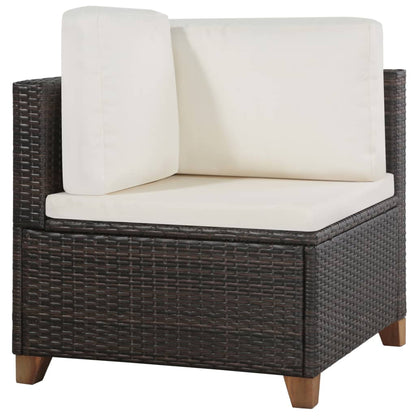 vidaXL 4-tlg. Garten-Lounge-Set mit Kissen Poly-Rattan Braun