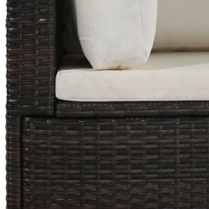 vidaXL 4-tlg. Garten-Lounge-Set mit Kissen Poly-Rattan Braun