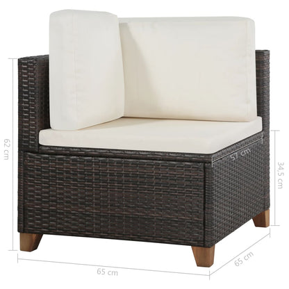 vidaXL 4-tlg. Garten-Lounge-Set mit Kissen Poly-Rattan Braun
