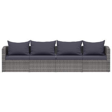 vidaXL 4-tlg. Garten-Sofagarnitur mit Kissen Grau Poly Rattan