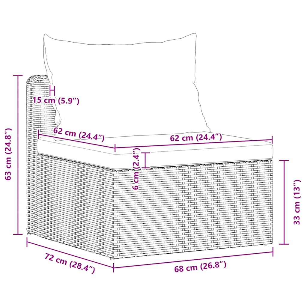 4-tlg. Garten-Sofagarnitur mit Kissen Grau Poly Rattan