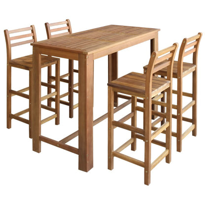 vidaXL Ensemble table de bar et chaises 5 pcs. Bois d'acacia massif