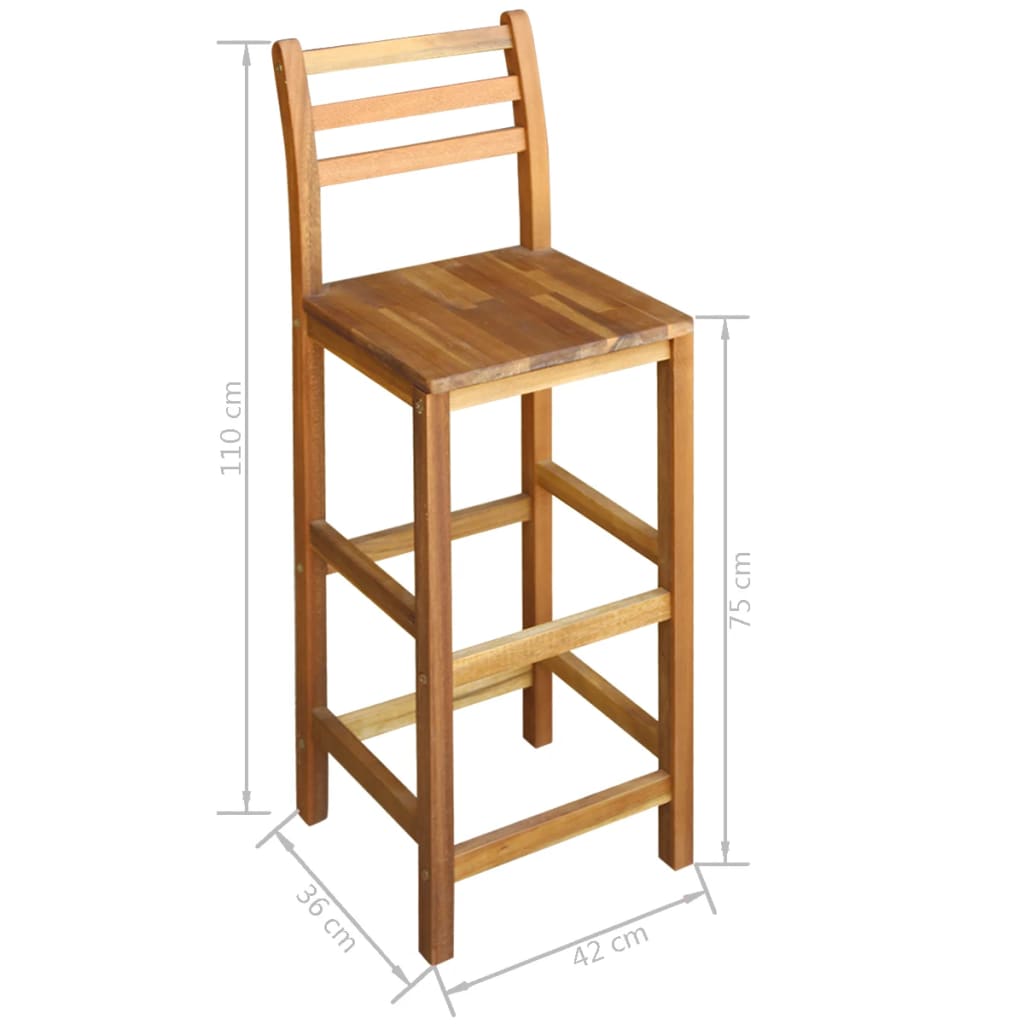 vidaXL Ensemble table de bar et chaises 5 pcs. Bois d'acacia massif