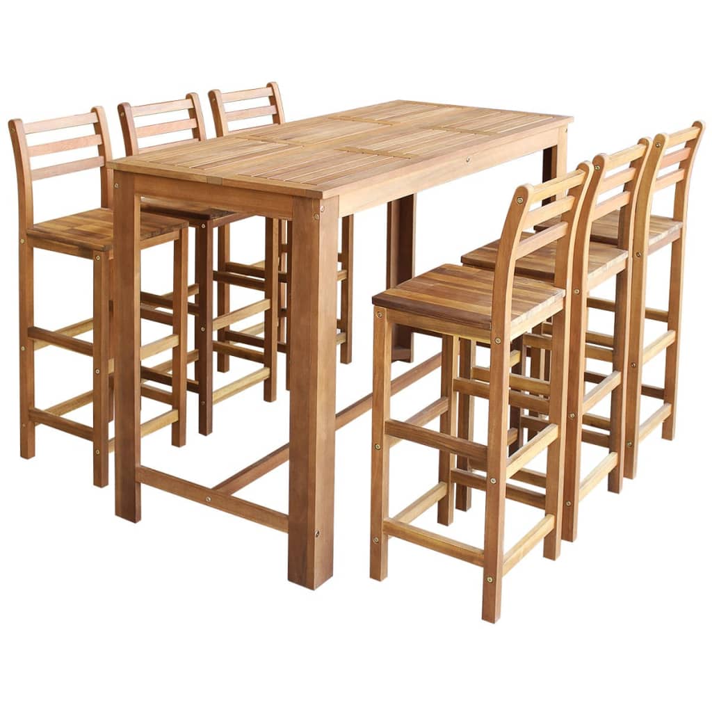 vidaXL Ensemble table et chaises de bar 7 pcs. Bois d'acacia massif
