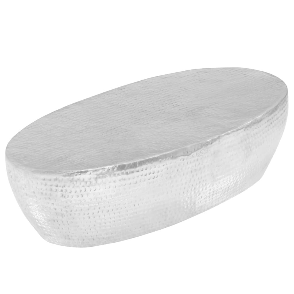 vidaXL Couchtisch Silber gehämmert 100 x 50 x 28 cm Aluminium