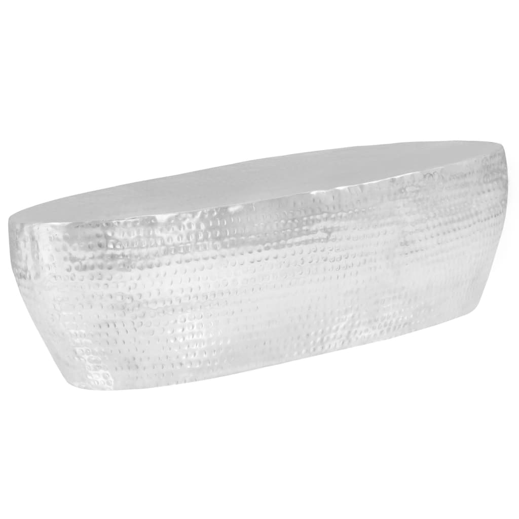 vidaXL Couchtisch Silber gehämmert 100 x 50 x 28 cm Aluminium
