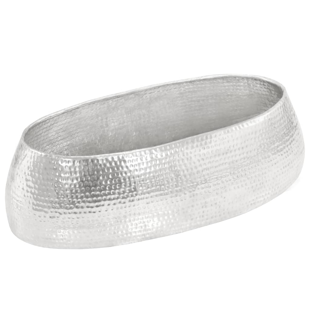 vidaXL Couchtisch Silber gehämmert 100 x 50 x 28 cm Aluminium