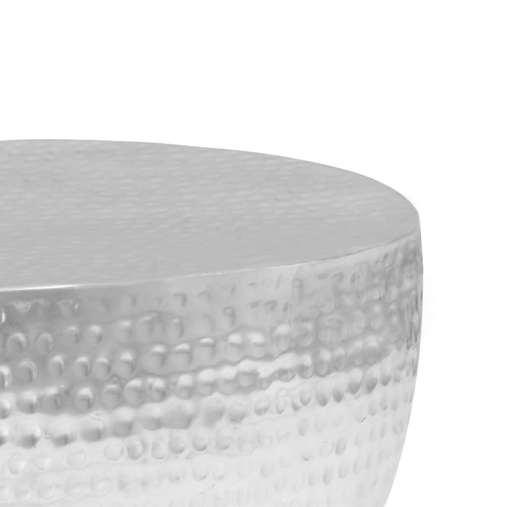 vidaXL Couchtisch Silber gehämmert 100 x 50 x 28 cm Aluminium
