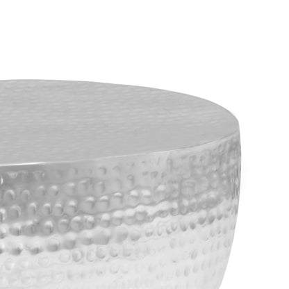 vidaXL Couchtisch Silber gehämmert 100 x 50 x 28 cm Aluminium