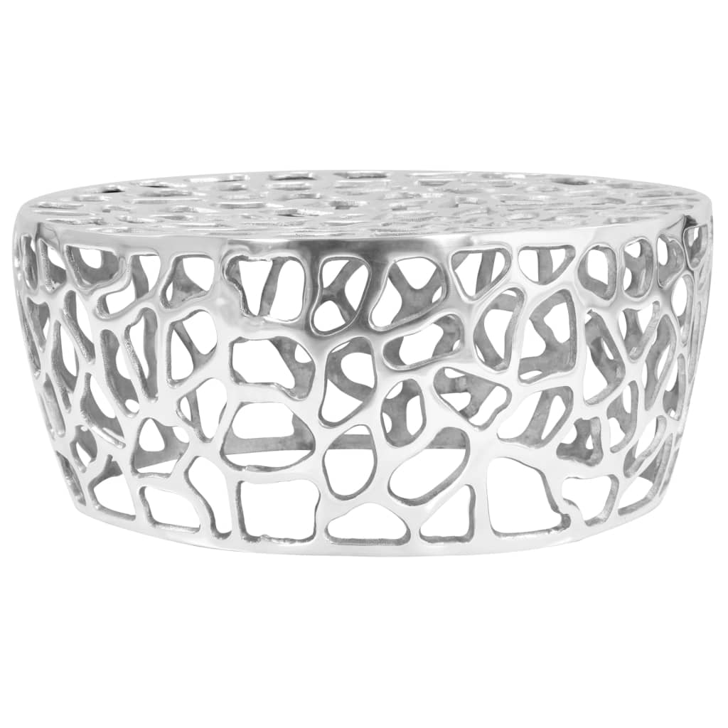 vidaXL Table basse en fonte d'aluminium 70x30 cm argentée