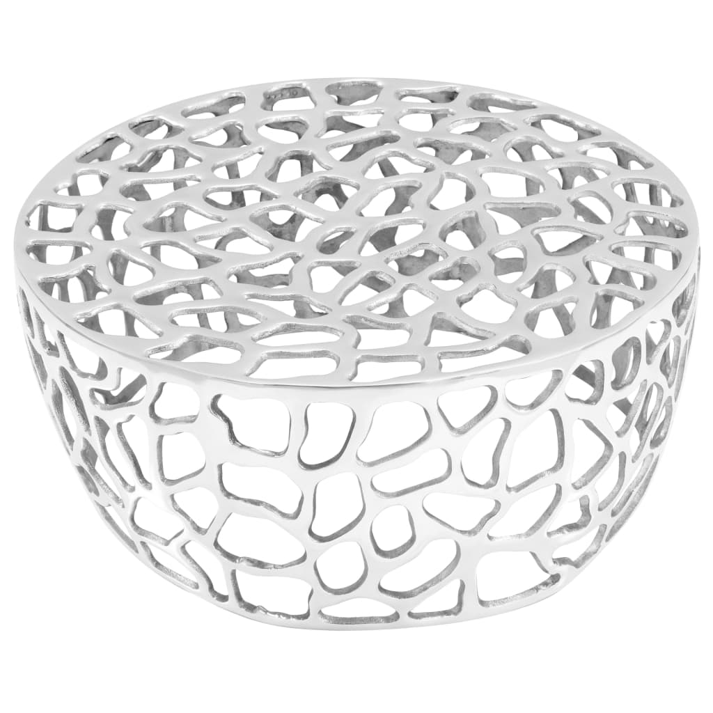 vidaXL Table basse en fonte d'aluminium 70x30 cm argentée