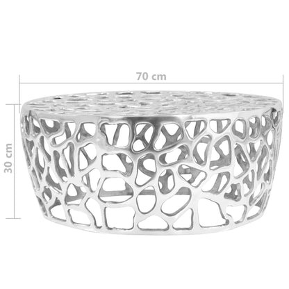 vidaXL Table basse en fonte d'aluminium 70x30 cm argentée