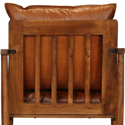 vidaXL Sessel Braun Echtleder mit Akazienholz