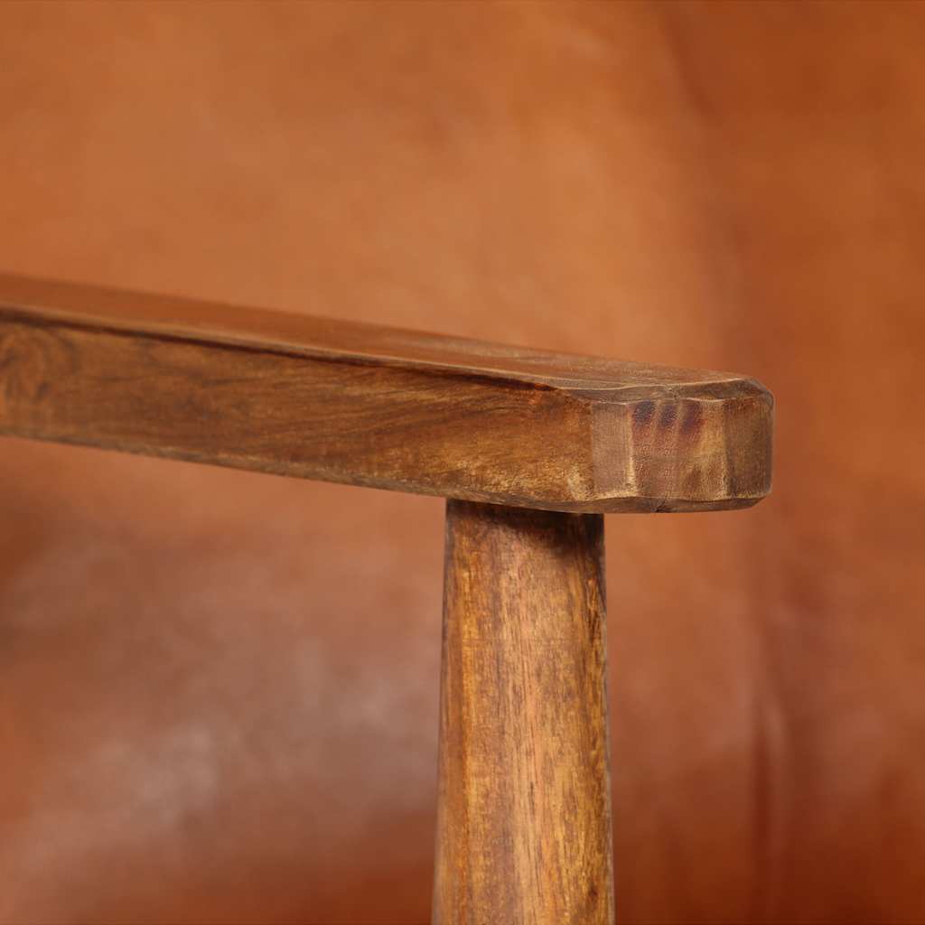 vidaXL Sessel Braun Echtleder mit Akazienholz