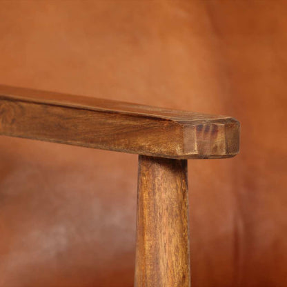 vidaXL Sessel Braun Echtleder mit Akazienholz