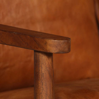 vidaXL 2-Sitzer-Sofa Echtleder Akazienholz Braun