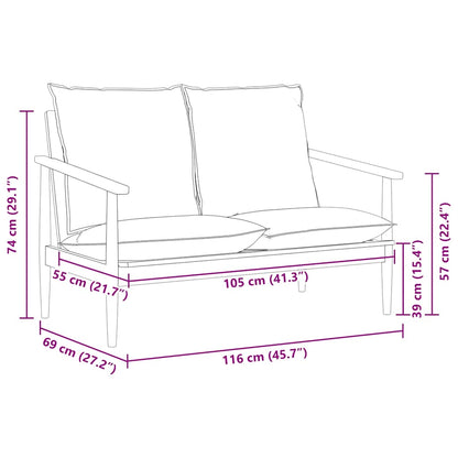 vidaXL 2-Sitzer-Sofa Echtleder Akazienholz Braun