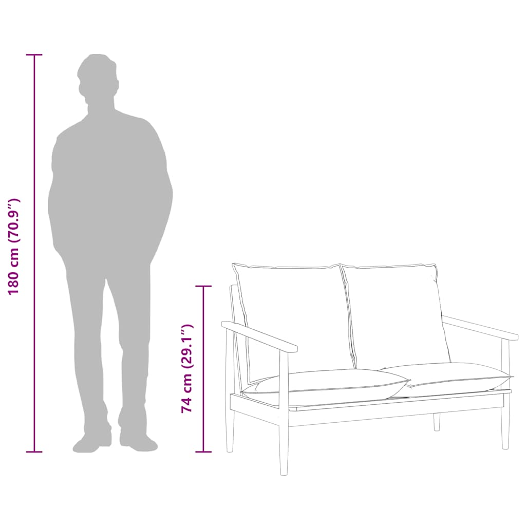 vidaXL 2-Sitzer-Sofa Echtleder Akazienholz Braun