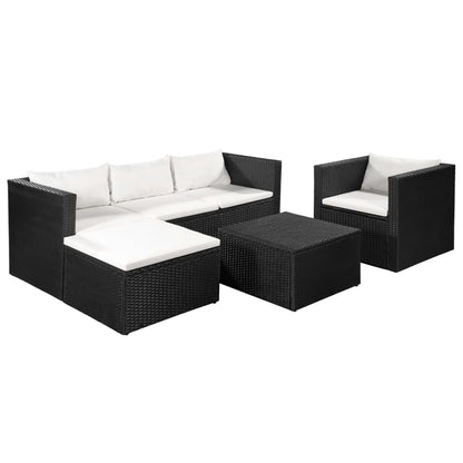 vidaXL 4-tlg. Garten-Lounge-Set Poly Rattan Schwarz und Weiß