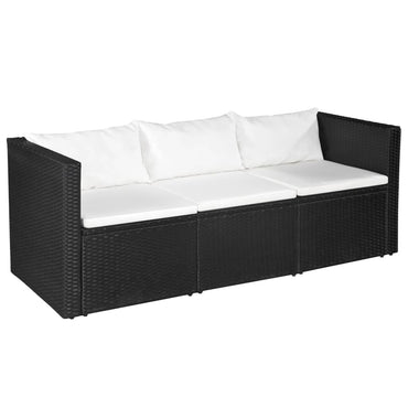 vidaXL Ensemble de mobilier de jardin en poly rotin 4 pcs Noir et blanc