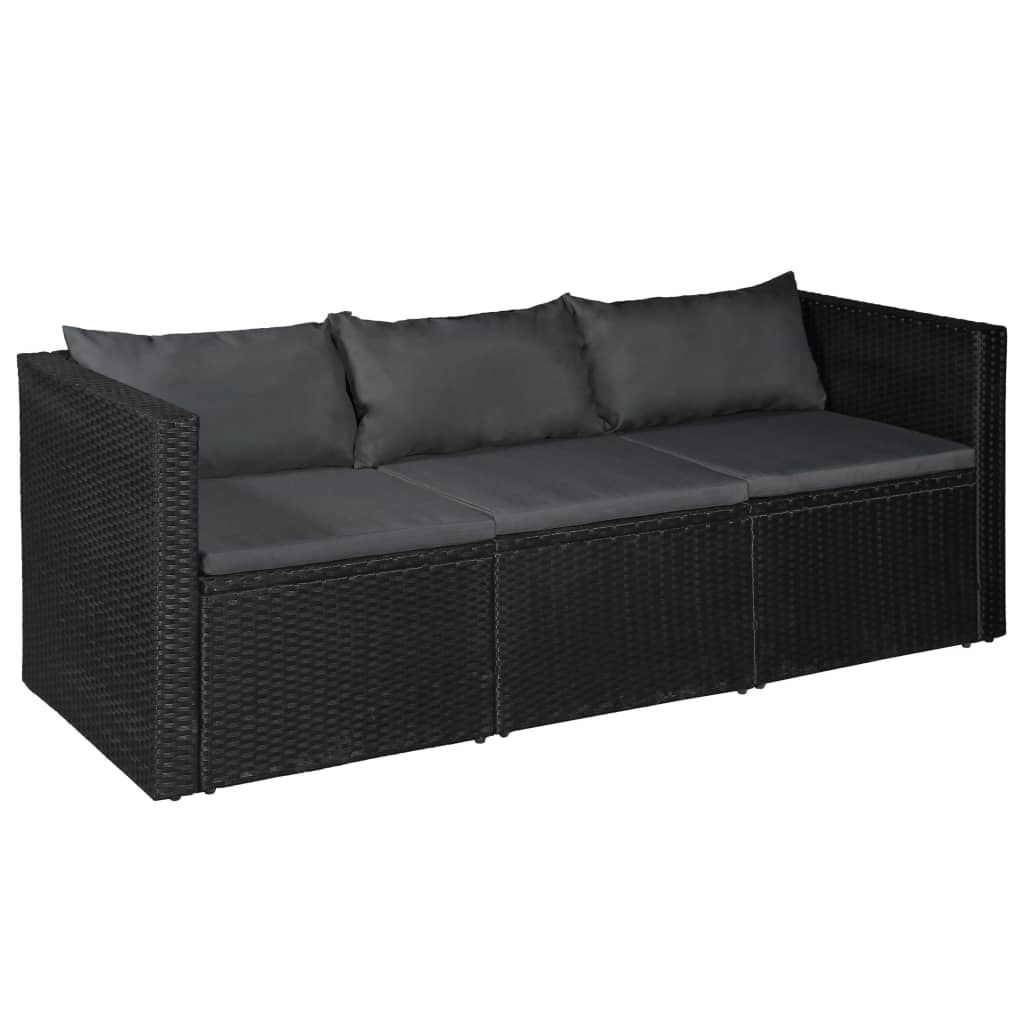 vidaXL Salon de jardin 4 pcs en résine tressée Noir et Gris