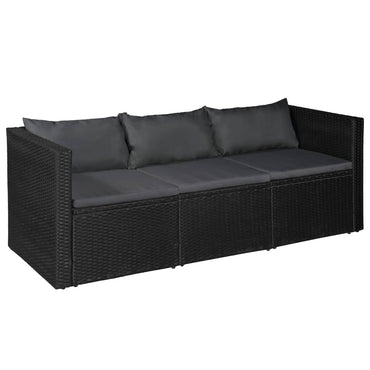 vidaXL Salon de jardin 4 pcs en résine tressée Noir et Gris
