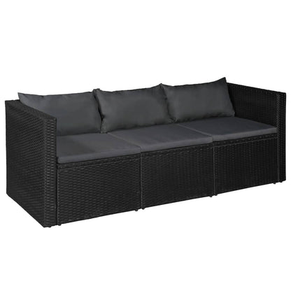 vidaXL Salon de jardin 4 pcs en résine tressée Noir et Gris