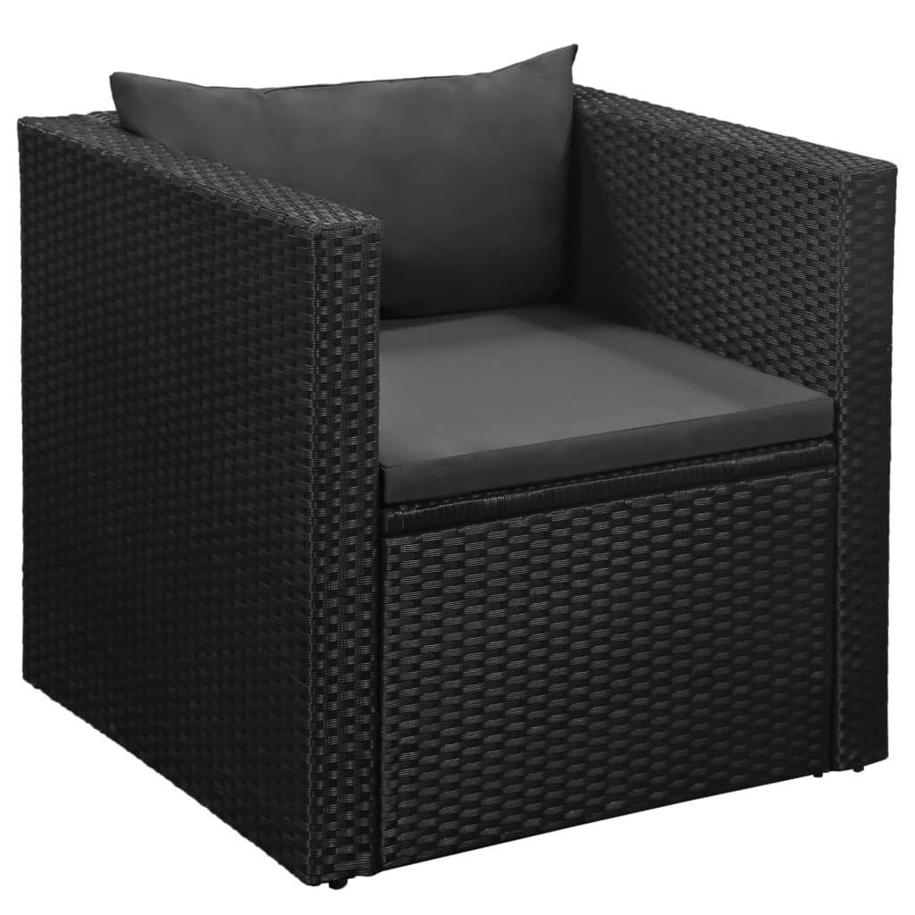 vidaXL Salon de jardin 4 pcs en résine tressée Noir et Gris