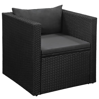 vidaXL Salon de jardin 4 pcs en résine tressée Noir et Gris