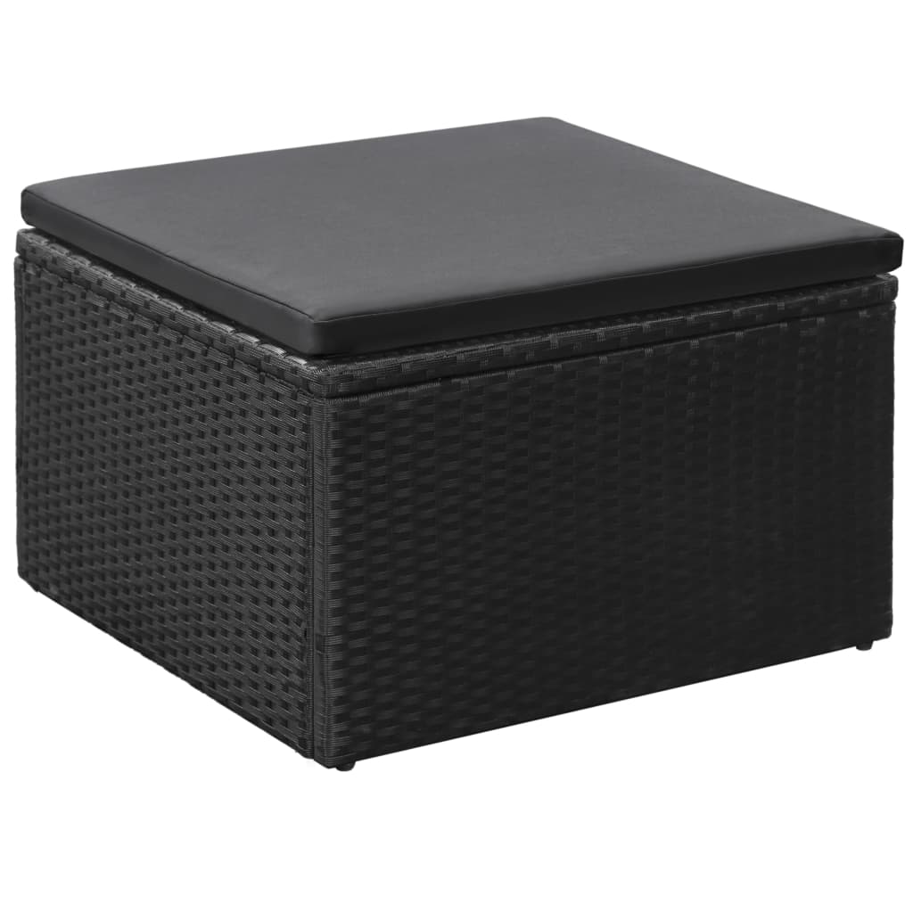 vidaXL Salon de jardin 4 pcs en résine tressée Noir et Gris