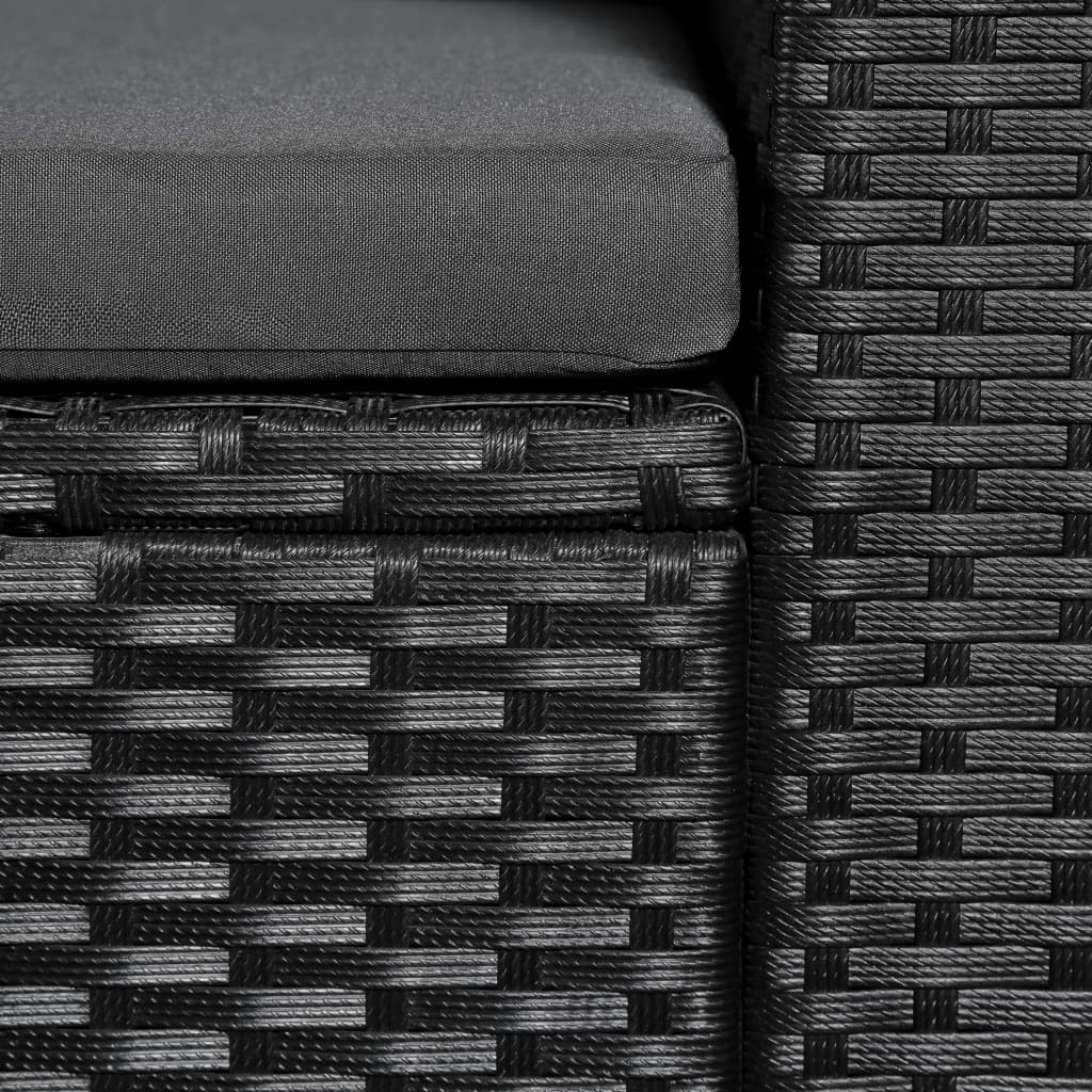 vidaXL Salon de jardin 4 pcs en résine tressée Noir et Gris