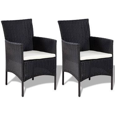 vidaXL Salon de jardin 4 pcs avec coussins résine tressée noir
