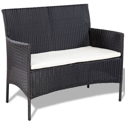 vidaXL Salon de jardin 4 pcs avec coussins résine tressée noir