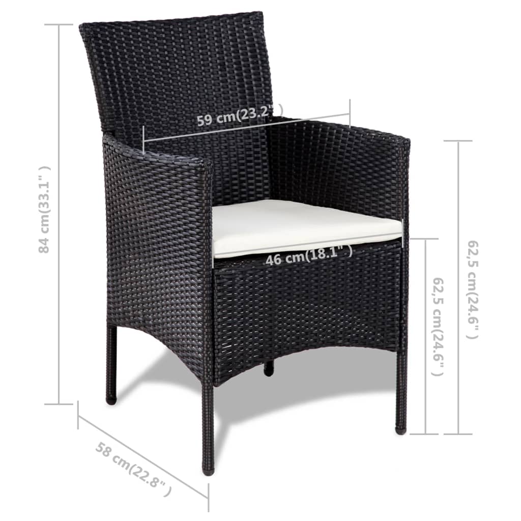 4-tlg. Garten-Lounge-Set mit Auflagen Poly Rattan Schwarz