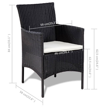 4-tlg. Garten-Lounge-Set mit Auflagen Poly Rattan Schwarz