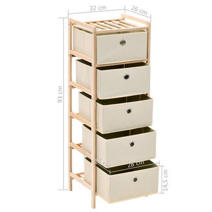 vidaXL Korb-Kommode mit 5 Stoffkörben Zedernholz Beige