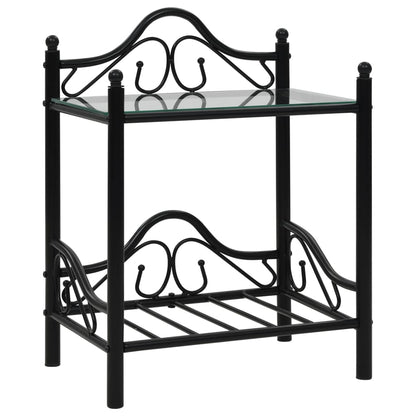 vidaXL Table de chevet acier et verre trempé 45x30,5x60 cm noir