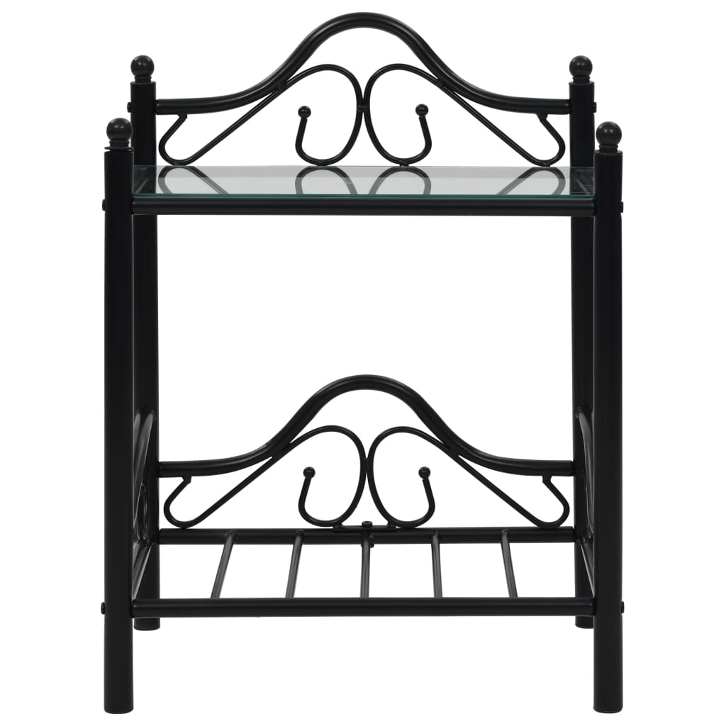 vidaXL Table de chevet acier et verre trempé 45x30,5x60 cm noir