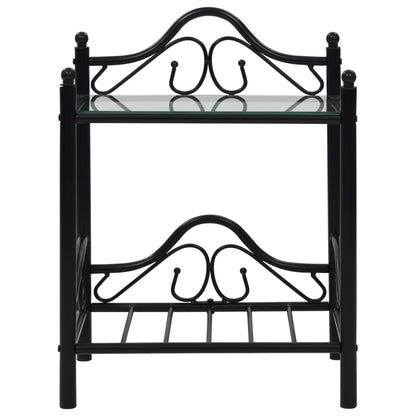vidaXL Table de chevet acier et verre trempé 45x30,5x60 cm noir