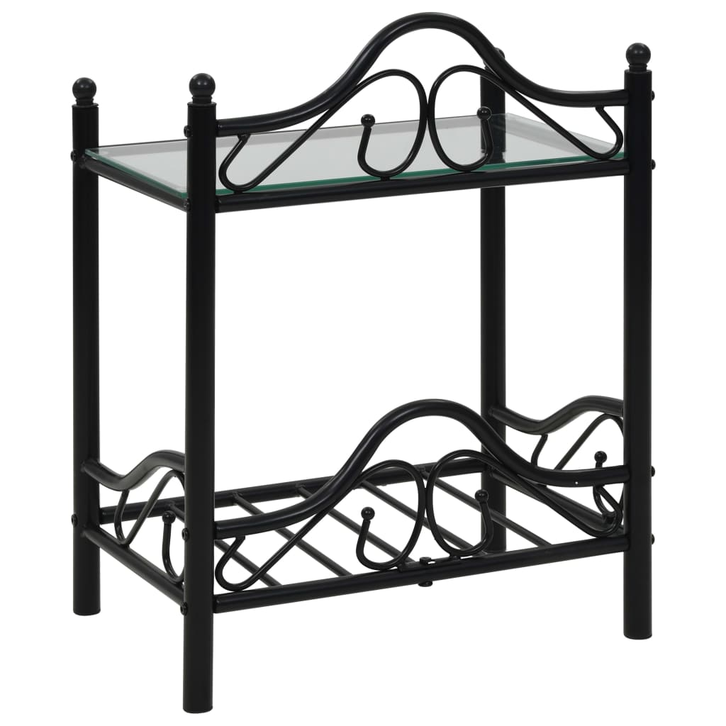 vidaXL Table de chevet acier et verre trempé 45x30,5x60 cm noir