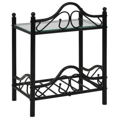 vidaXL Table de chevet acier et verre trempé 45x30,5x60 cm noir
