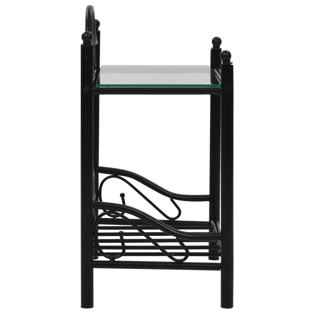 vidaXL Table de chevet acier et verre trempé 45x30,5x60 cm noir